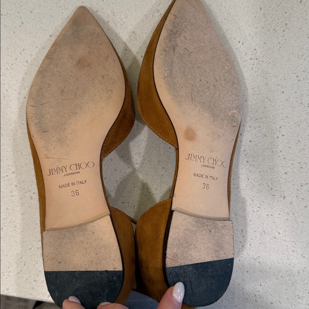 Jimmy Choo Pointed Toe D’Orsay Work Flats - Picture 2 of 7